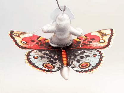 Butterfly Rider Figure/Ornament | Vintage by Crystal Spun Cotton Ornament - Bon Ton goods