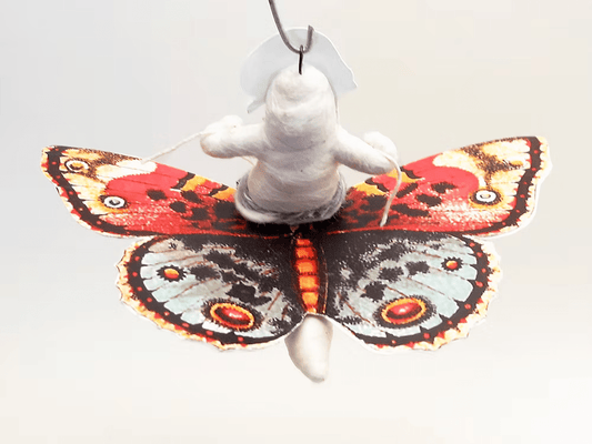 Butterfly Rider Figure/Ornament | Vintage by Crystal Spun Cotton Ornament - Bon Ton goods