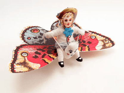 Butterfly Rider Figure/Ornament | Vintage by Crystal Spun Cotton Ornament - Bon Ton goods