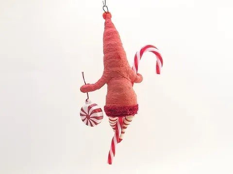 Candy Cane Clinger - Vintage Inspired Spun Cotton | Vintage by Crystal Spun Cotton Ornament - Bon Ton goods