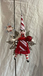 Candy Cane Striped Princess On Snowflake Ornament - Vintage by Crystal | Vintage by Crystal Spun Cotton Ornament - Bon Ton goods