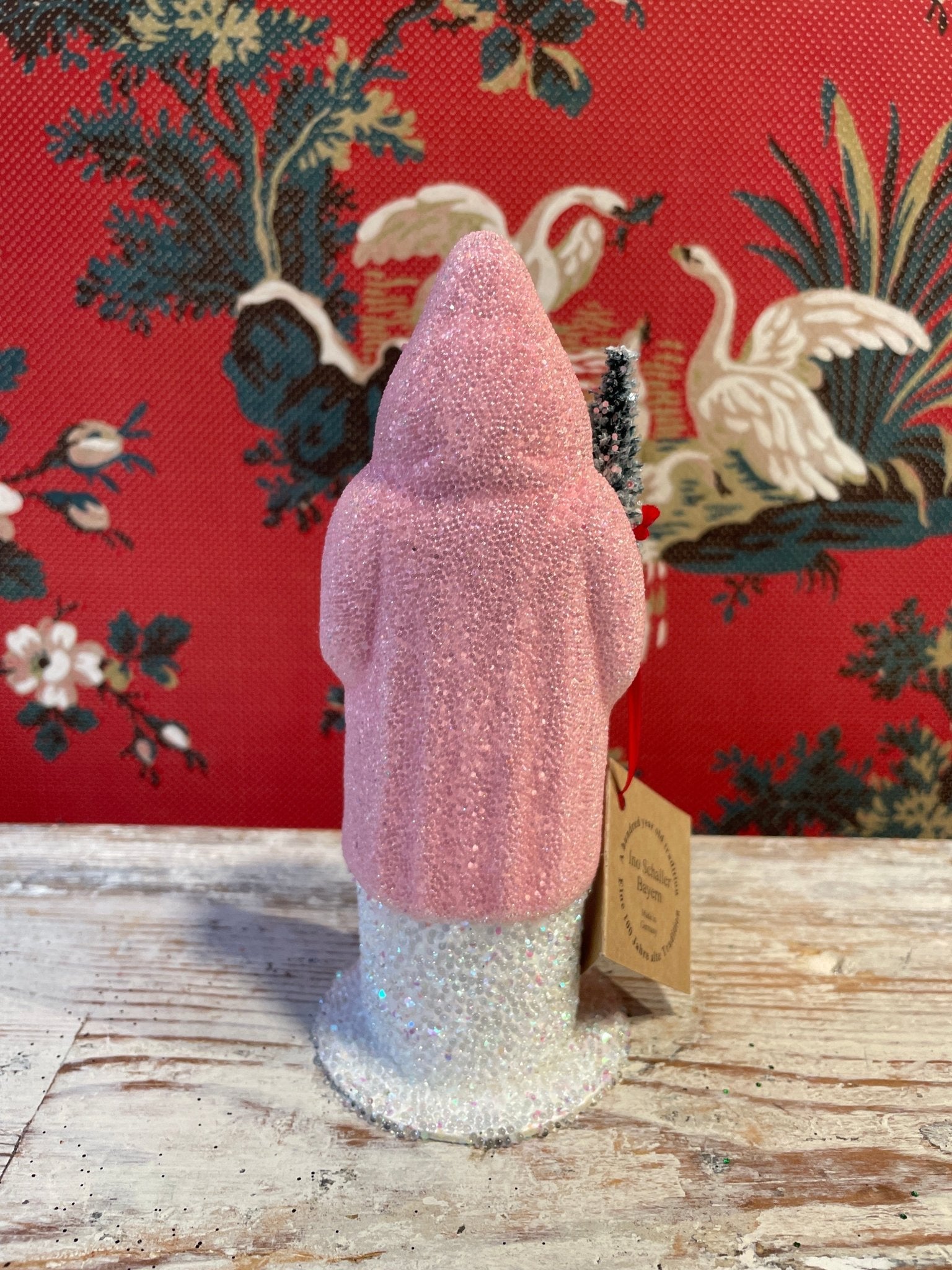 Candy Pink Santa With Tree Beaded | Ino Schaller - Bon Ton goods