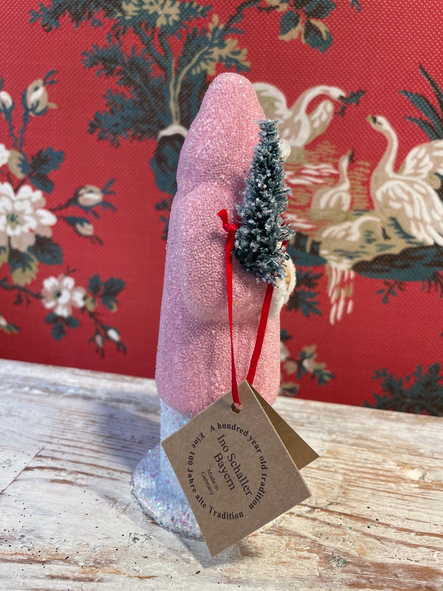 Candy Pink Santa With Tree Beaded | Ino Schaller - Bon Ton goods