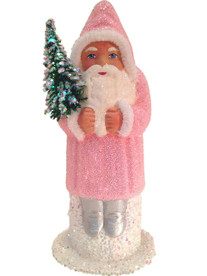 Candy Pink Santa With Tree Beaded | Ino Schaller - Bon Ton goods