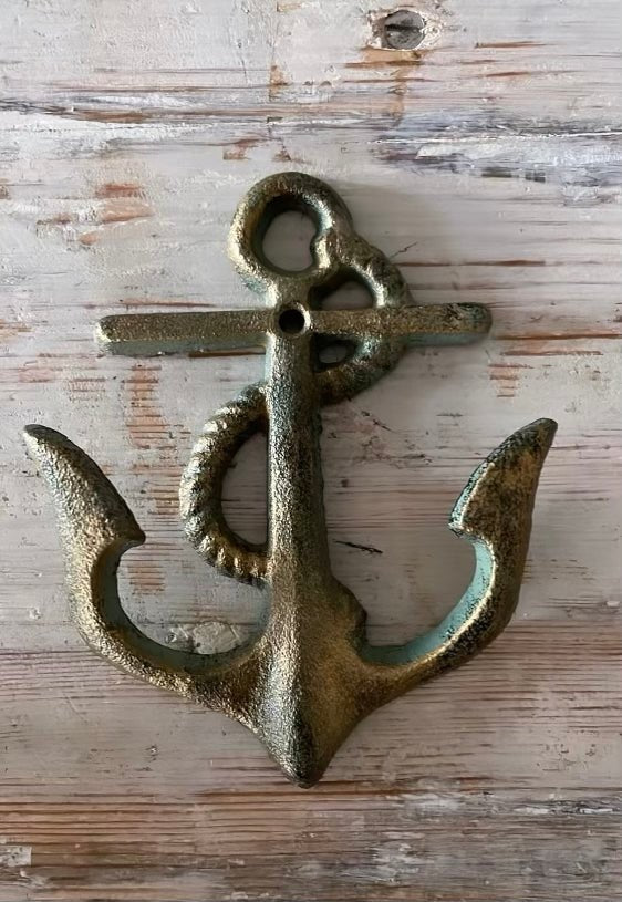 Cast Iron Hook Anchor Gold Finish- Vintage - Bon Ton goods