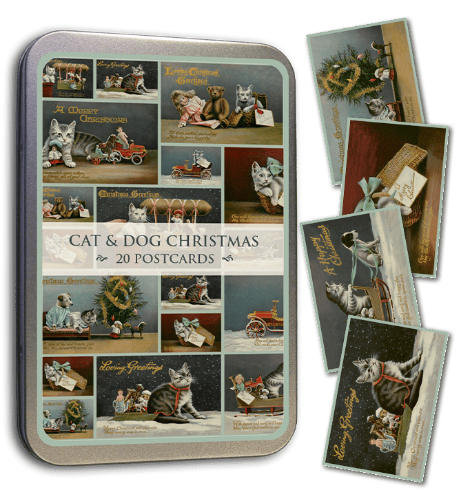 Cat & Dog Christmas Tin of Postcards | Skona Ting - Bon Ton goods