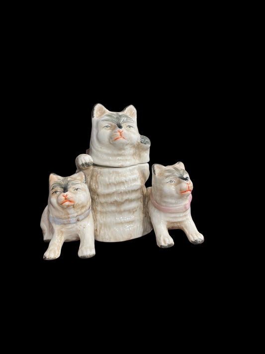 Cat Family with Kittens (c. 1900) French Mustard Pot - Bon Ton goods