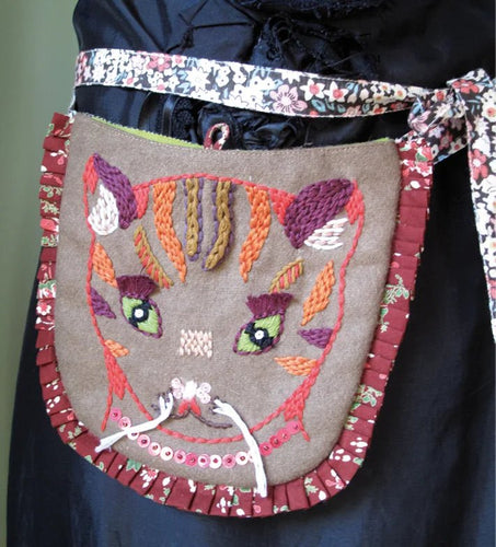 Cat Pouch - Hand Embroidered - Bon Ton goods