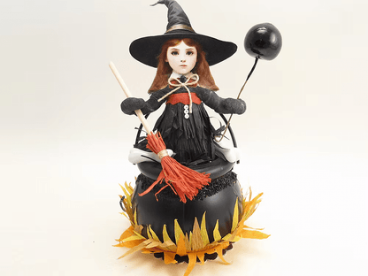 Cauldron Witch Figure | Vintage by Crystal Spun Cotton Ornament - Bon Ton goods