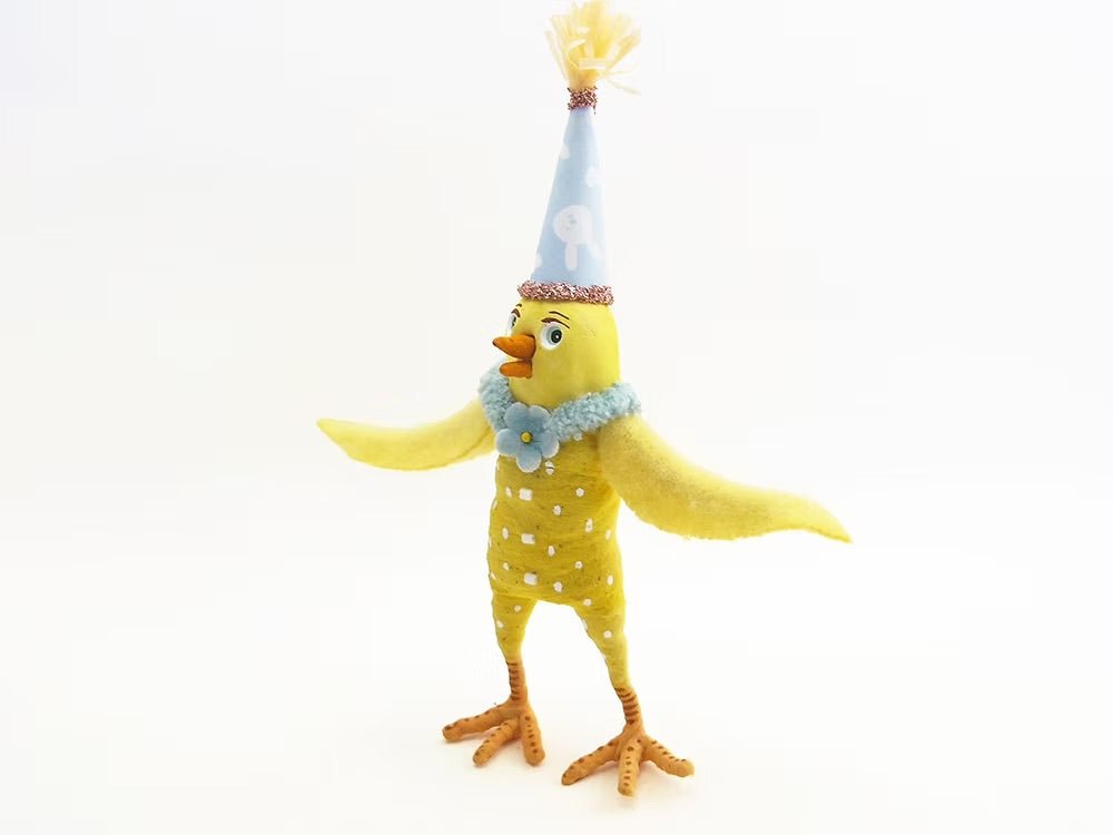 Celebration Chick Figure | Vintage by Crystal Spun Cotton Ornament - Bon Ton goods