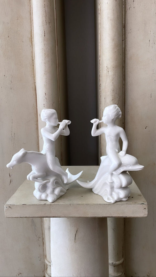 Ceramic Sea Cherubs Set - Vintage - Bon Ton goods