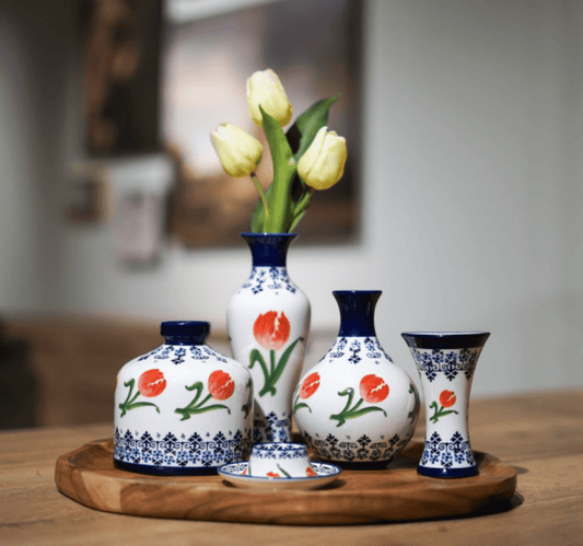 Chalice Vase Orange Tulip | Heinen Delfts Blauw - Bon Ton goods