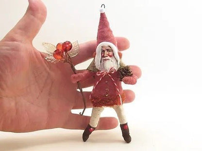 Charming Red Santa - Vintage Inspired Spun Cotton | Vintage by Crystal Spun Cotton Ornament - Bon Ton goods