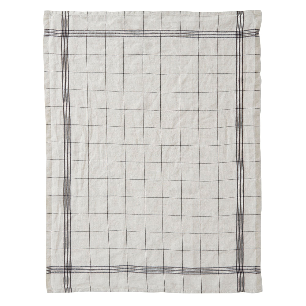 Charvet Bistrot linen tea towel in Lin/Noir