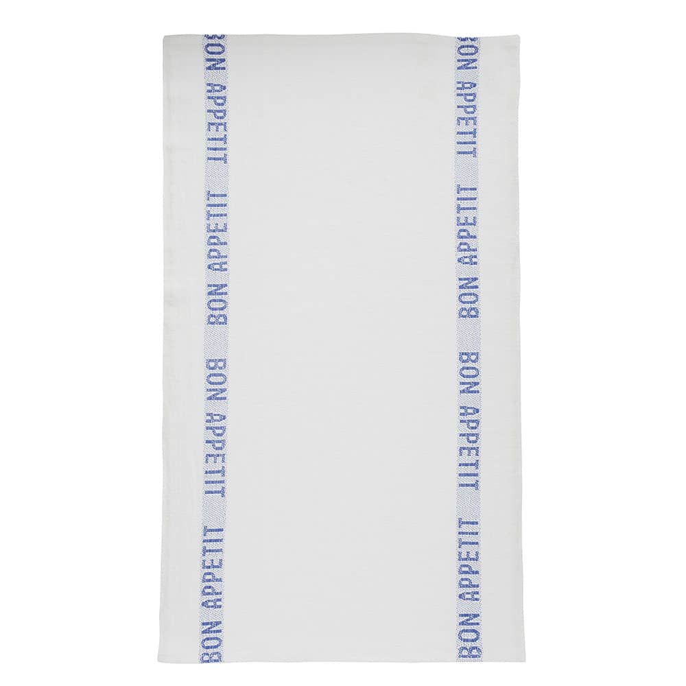 Charvet Éditions Bon Appétit tea towel in Blanc / Bleu