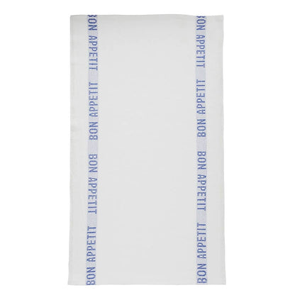 Charvet Éditions Bon Appétit tea towel in Blanc / Bleu