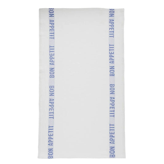 Charvet Éditions Bon Appétit tea towel in Blanc / Bleu