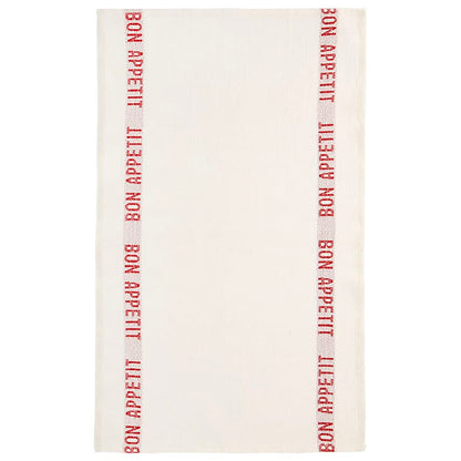 Charvet Éditions Bon Appétit tea towel in Blanc / Rouge