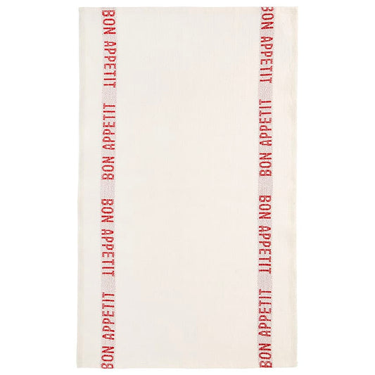 Charvet Éditions Bon Appétit tea towel in Blanc / Rouge