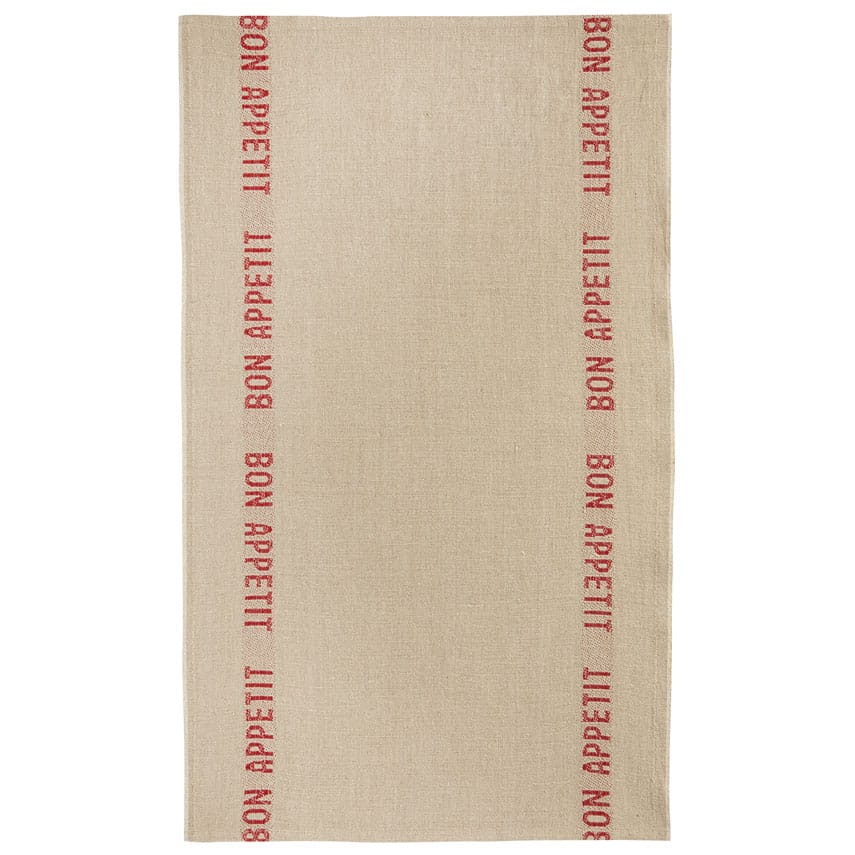 Charvet Éditions Bon Appétit tea towel in Lin / Rouge