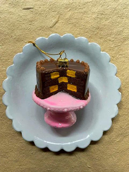 Checkered Cake Glass Ornament - Bon Ton goods