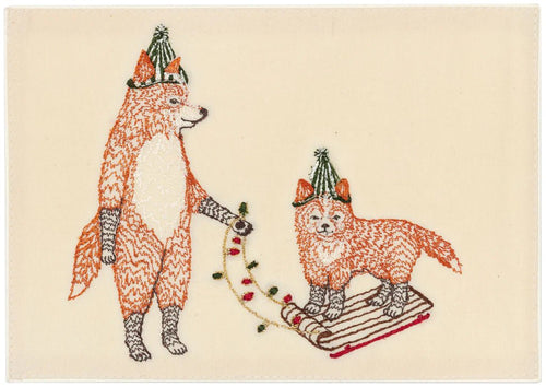 Christmas Fox on Sled Card - Bon Ton goods