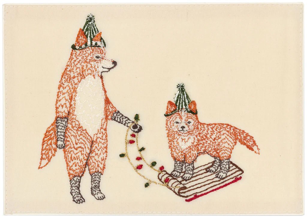Christmas Fox on Sled Card | Coral & Tusk - Bon Ton goods