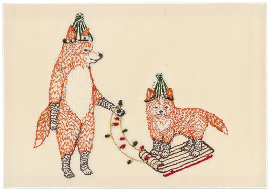 Christmas Fox on Sled Card | Coral & Tusk - Bon Ton goods