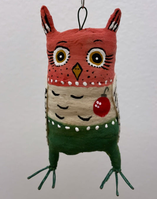 Christmas Owl Ornament - Vintage Inspired Spun Cotton | Vintage by Crystal Spun Cotton Ornament - Bon Ton goods