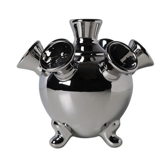 Chrome Cylinder Vase 16cm | Heinen Delfts Blauw - Bon Ton goods