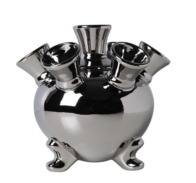 Chrome Cylinder Vase 18.5cm | Heinen Delfts Blauw - Bon Ton goods