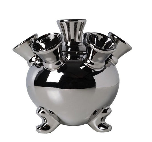 Chrome Cylinder Vase 18.5cm | Heinen Delfts Blauw - Bon Ton goods