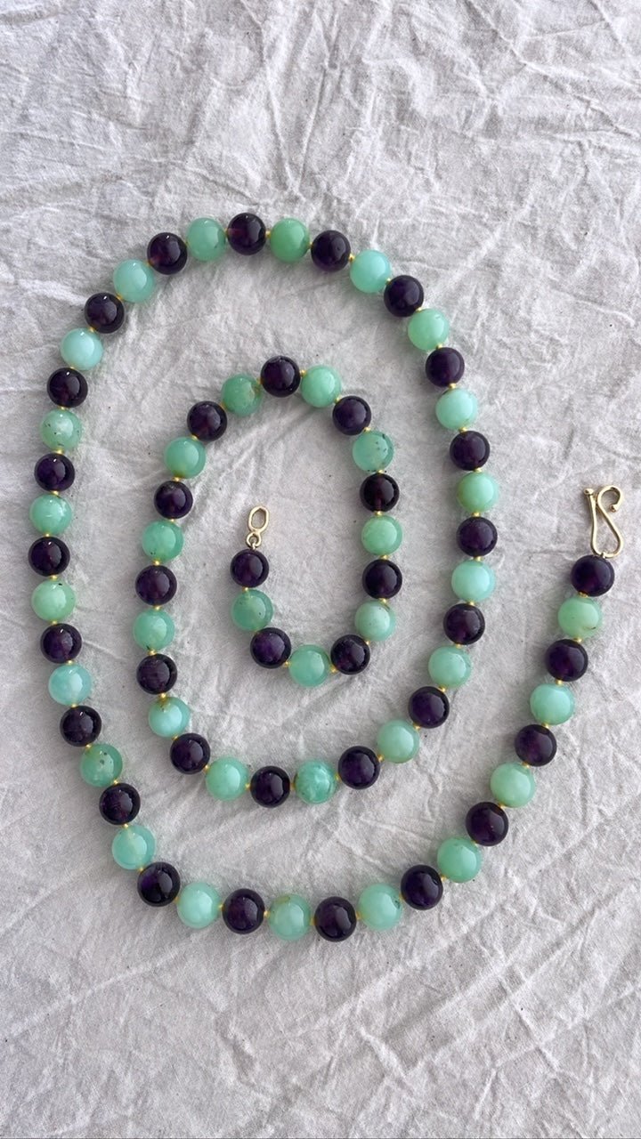 Chrysoprase & Amethyst Bead Necklace | Mikkel Brøgger - Bon Ton goods