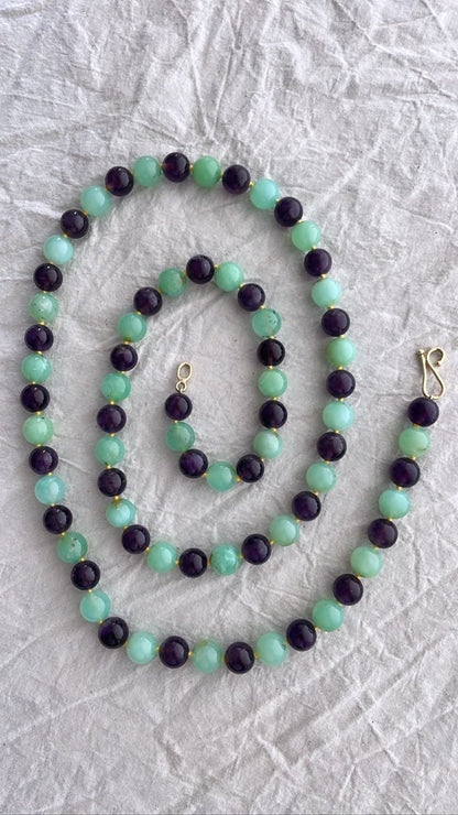 Chrysoprase & Amethyst Bead Necklace | Mikkel Brøgger - Bon Ton goods