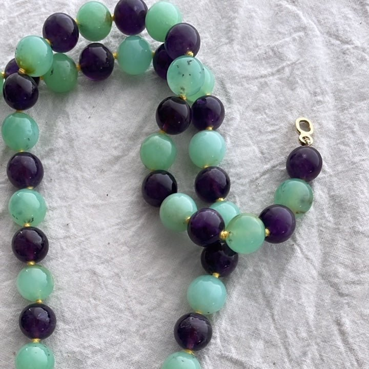 Chrysoprase & Amethyst Bead Necklace | Mikkel Brøgger