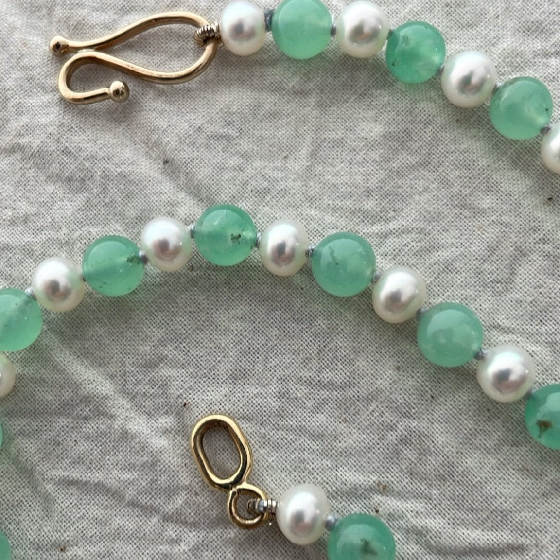 Chrysoprase and White Pearl Necklace | Mikkel Brøgger