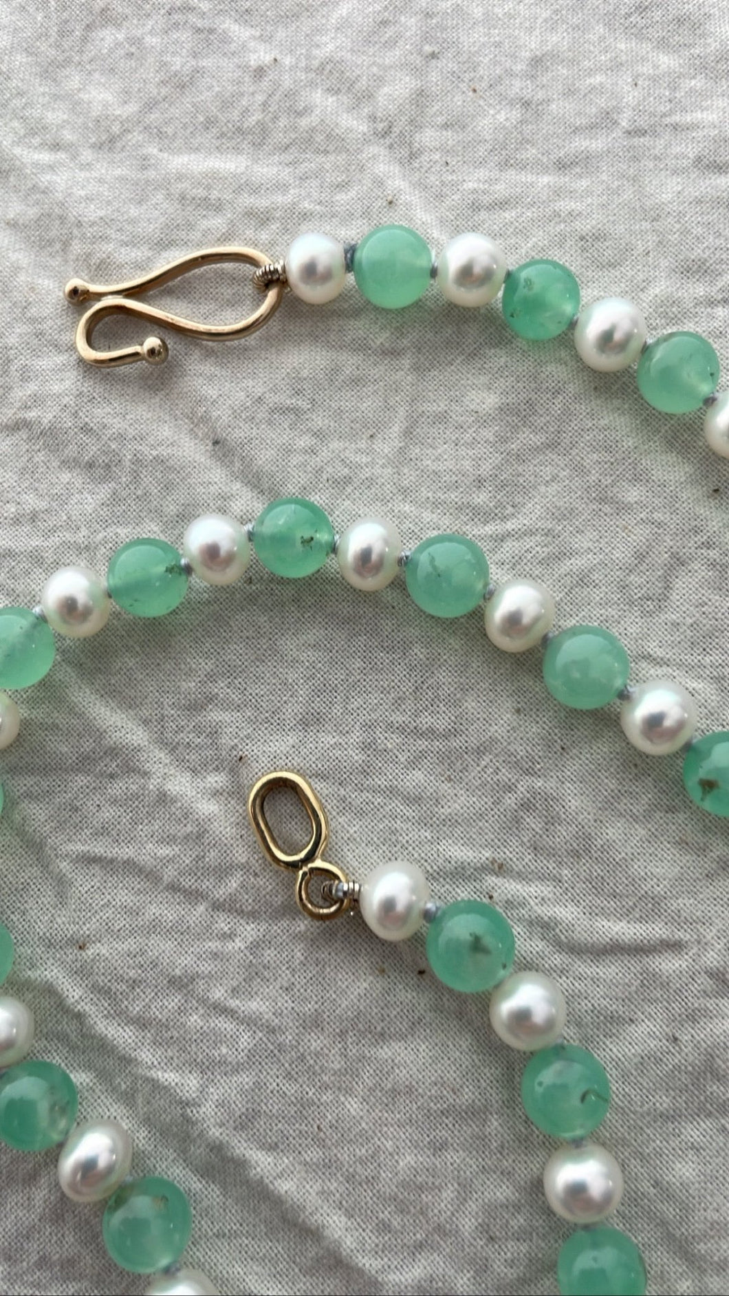 Chrysoprase and White Pearl Necklace - Bon Ton goods