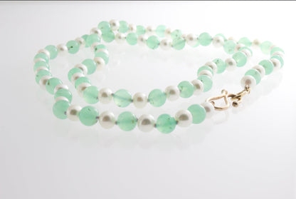 Chrysoprase and White Pearl Necklace | Mikkel Brøgger - Bon Ton goods