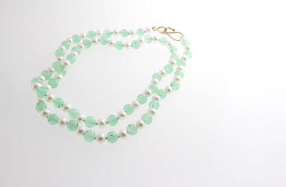 Chrysoprase and White Pearl Necklace | Mikkel Brøgger - Bon Ton goods