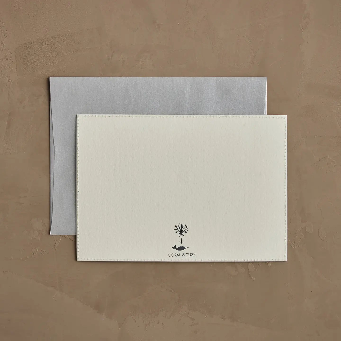 Reverse of the Coral & Tusk Candy Cane Cheers card with envelope