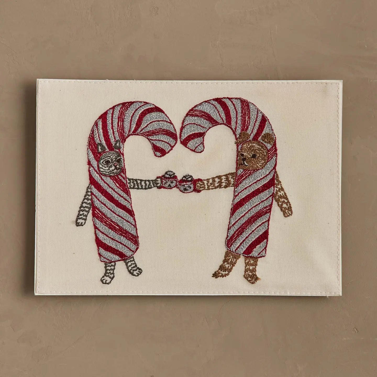 Candy Cane Cheers embroidered card by Coral & Tusk