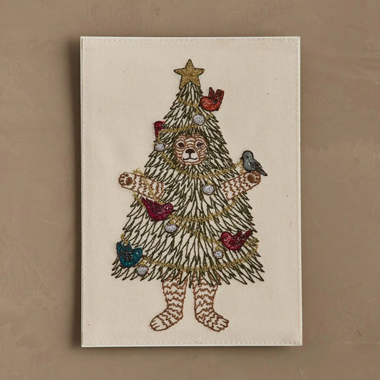Christmas Tree Bear embroidered card by Coral & Tusk
