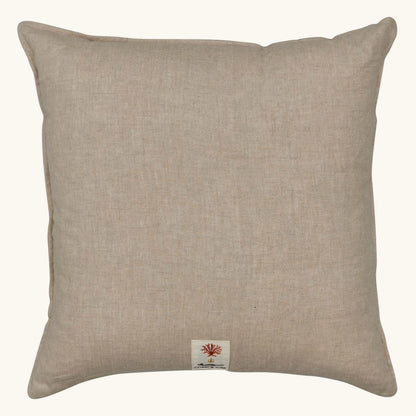 Natural linen back of the Coral & Tusk Partridge in a Pear Tree pillow
