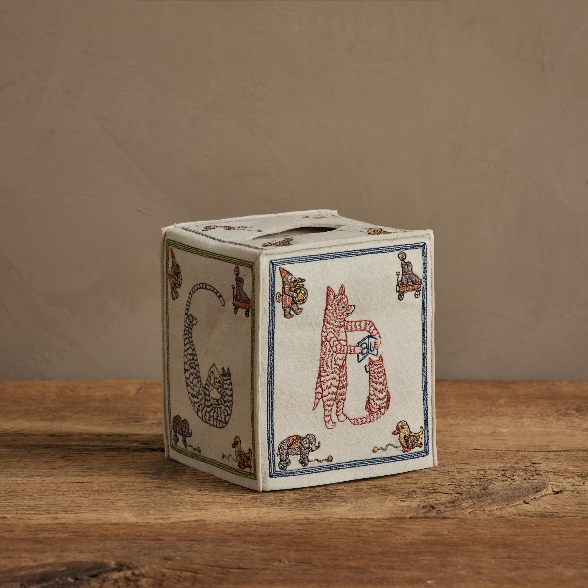ABC Tissue Box Cover second embroidered side