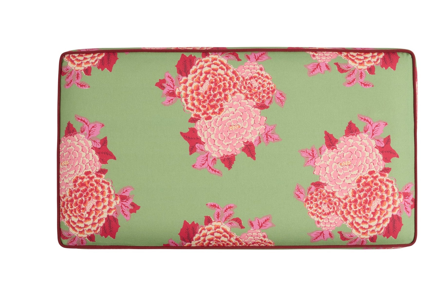 Corolla Green and Stripes Red, Pink Pouf - Ottoman | Lisa Corti - Bon Ton goods