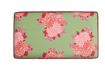 Corolla Green and Stripes Red, Pink Pouf - Ottoman | Lisa Corti - Bon Ton goods