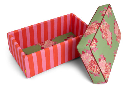 Corolla Green and Stripes Red, Pink Pouf - Ottoman | Lisa Corti - Bon Ton goods