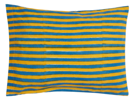 Arabesque Corolla Blue Natural Pillow with Insert 30x40 - Lisa Corti