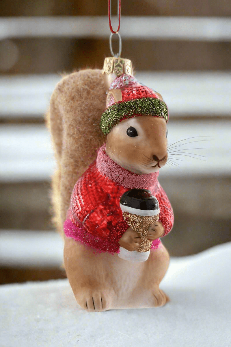 Cozy Squirrel - Red Christmas Ornament - Bon Ton goods
