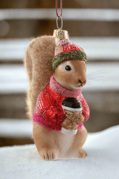 Cozy Squirrel - Red Christmas Ornament - Bon Ton goods